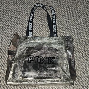 PINK Victoria's Secret Metallic Small Tote Bag